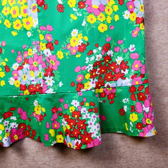 Preppy Green Floral Sleeveless Sundress • Size 6 • Colorful Midi Sundress - Picture 13 of 15